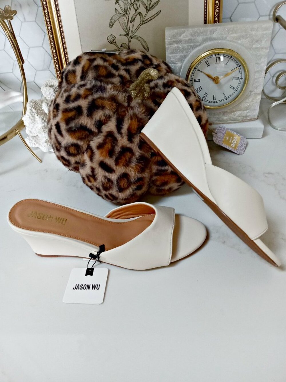NEW! JASON WU CREAM SLIDE ON WEDGE HEELS